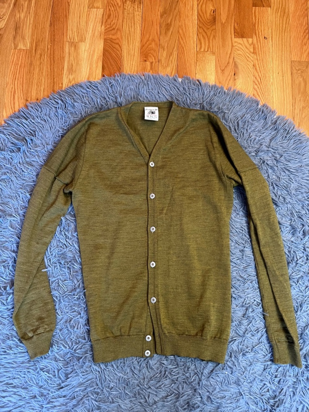 SNS Herning Men's Fisherman Green 100% Wool Button Down Cardigan Size M